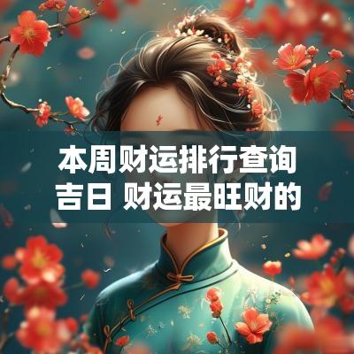 本周财运排行查询吉日 财运最旺财的吉日