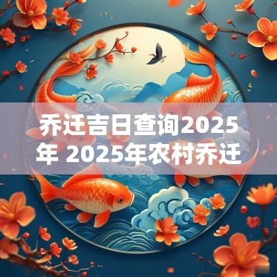 乔迁吉日查询2025年 2025年农村乔迁吉日