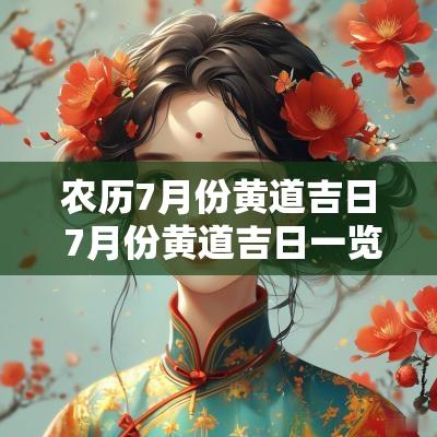 农历7月份黄道吉日 7月份黄道吉日一览表2025