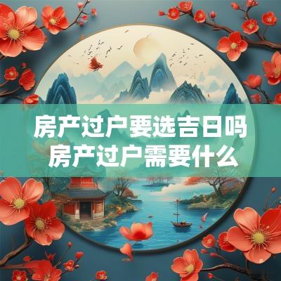 房产过户要选吉日吗 房产过户需要什么