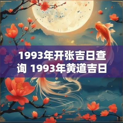 1993年开张吉日查询 1993年黄道吉日一览表