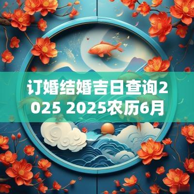 订婚结婚吉日查询2025 2025农历6月订婚吉日