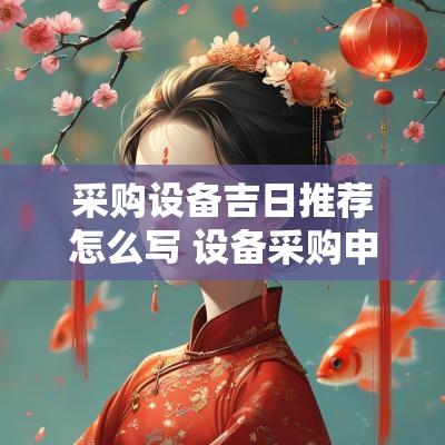 采购设备吉日推荐怎么写 设备采购申请怎么写