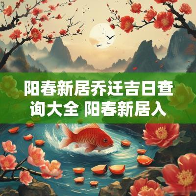 阳春新居乔迁吉日查询大全 阳春新居入宅