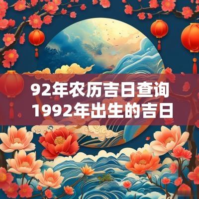 92年农历吉日查询 1992年出生的吉日查询
