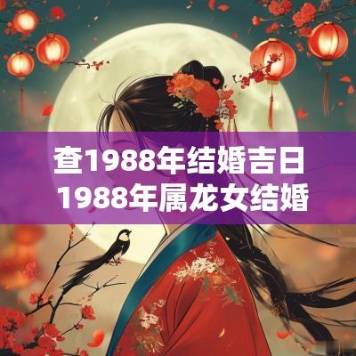 查1988年结婚吉日 1988年属龙女结婚大利月吉日