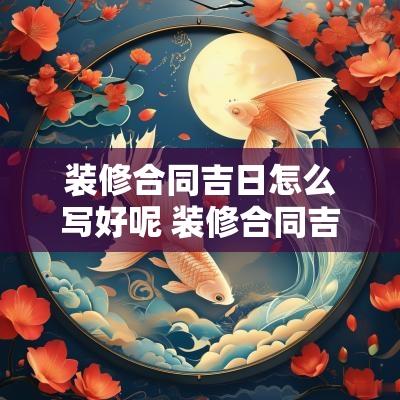 装修合同吉日怎么写好呢 装修合同吉日怎么写