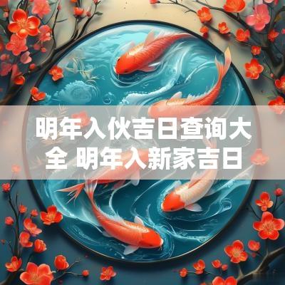 明年入伙吉日查询大全 明年入新家吉日查询
