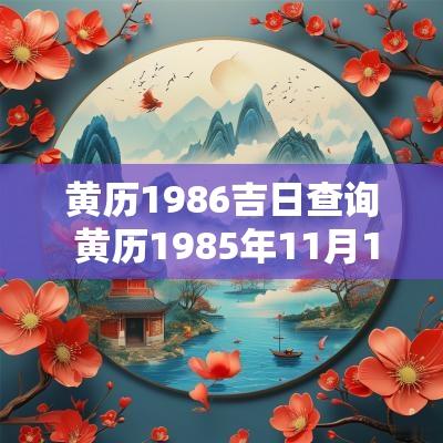 黄历1986吉日查询 黄历1985年11月18日黄道吉日查询