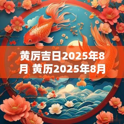 黄厉吉日2025年8月 黄历2025年8月吉日在这篇文章中，我们将详细探讨2025年8月的黄厉吉日。这将为您规划重要活动提供指引，无论是结婚、乔迁，还是其他需要选择良辰吉日的场合。本文将清晰地展示有关日期的详细信息，以帮助读者更好地了解吉日的意义以及如何选择合适的黄厉吉日。