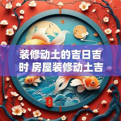 装修动土的吉日吉时 房屋装修动土吉日吉时
