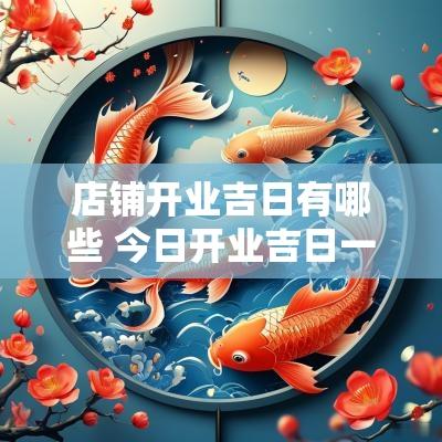 店铺开业吉日有哪些 今日开业吉日一览表