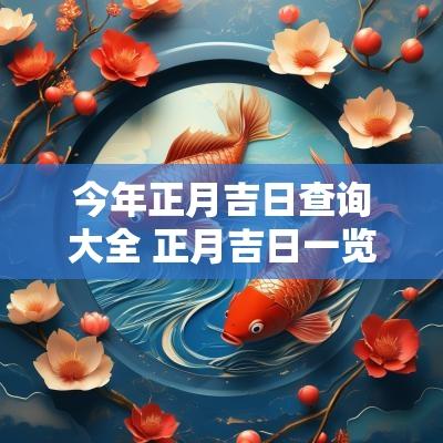 今年正月吉日查询大全 正月吉日一览表