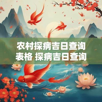 农村探病吉日查询表格 探病吉日查询表