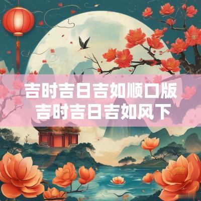 吉时吉日吉如顺口版 吉时吉日吉如风下一句怎么说