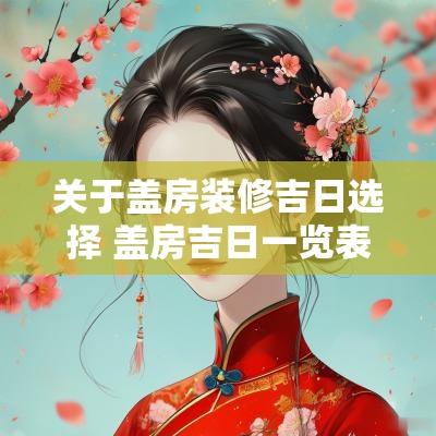 关于盖房装修吉日选择 盖房吉日一览表2025