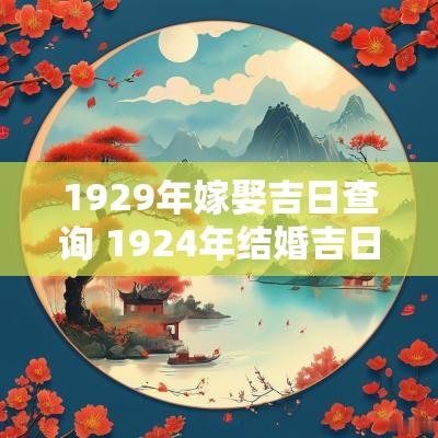 1929年嫁娶吉日查询 1924年结婚吉日查询
