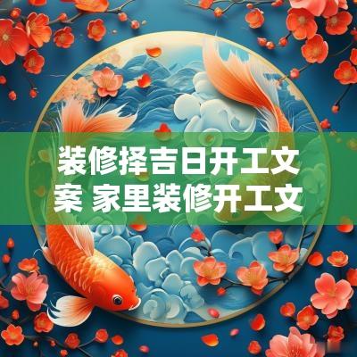 装修择吉日开工文案 家里装修开工文案朋友圈