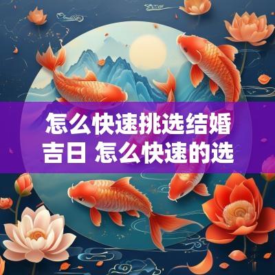 怎么快速挑选结婚吉日 怎么快速的选吉日