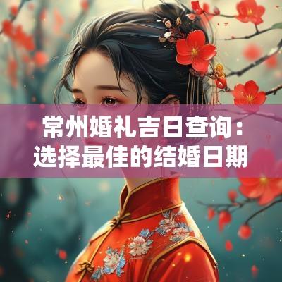 常州婚礼吉日查询：选择最佳的结婚日期，迎接幸福人生