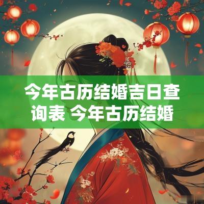今年古历结婚吉日查询表 今年古历结婚吉日有哪些