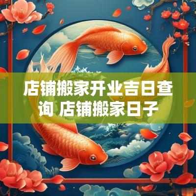 店铺搬家开业吉日查询 店铺搬家日子