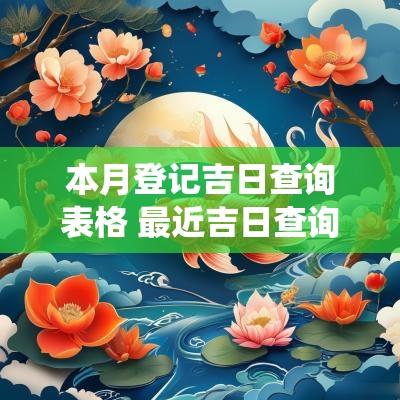 本月登记吉日查询表格 最近吉日查询系统
