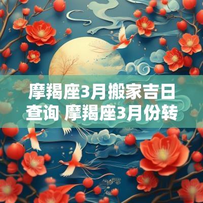 摩羯座3月搬家吉日查询 摩羯座3月份转运方式