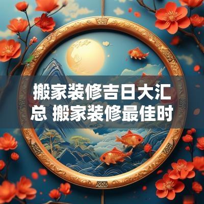 搬家装修吉日大汇总 搬家装修最佳时间