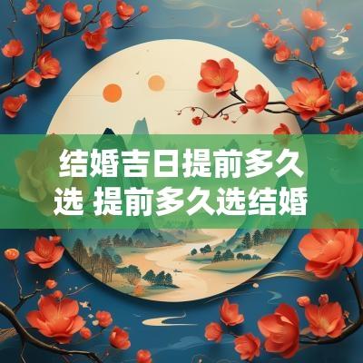 结婚吉日提前多久选 提前多久选结婚吉日好