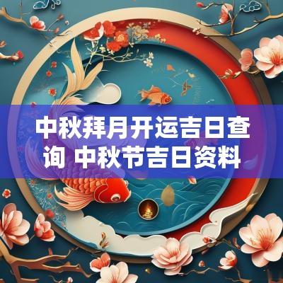 中秋拜月开运吉日查询 中秋节吉日资料