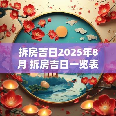 拆房吉日2025年8月 拆房吉日一览表
