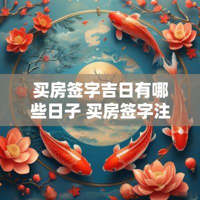 买房签字吉日有哪些日子 买房签字注意哪些