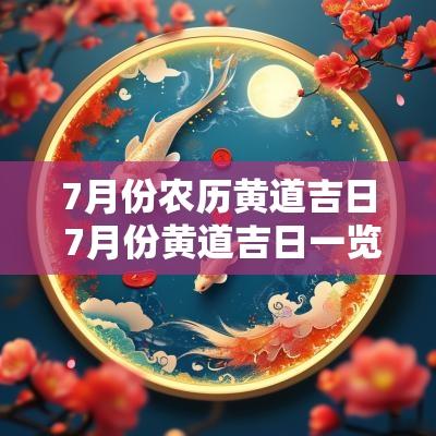 7月份农历黄道吉日 7月份黄道吉日一览表
