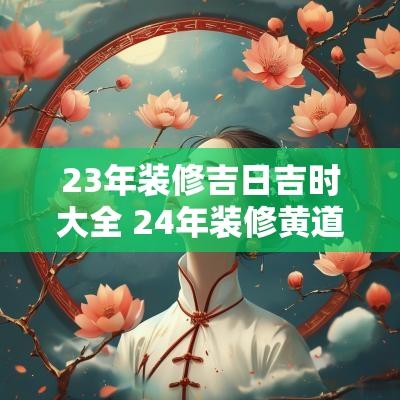 23年装修吉日吉时大全 24年装修黄道吉日查询