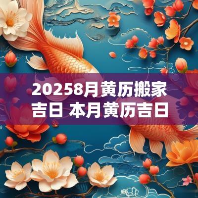 20258月黄历搬家吉日 本月黄历吉日查询搬家吉日