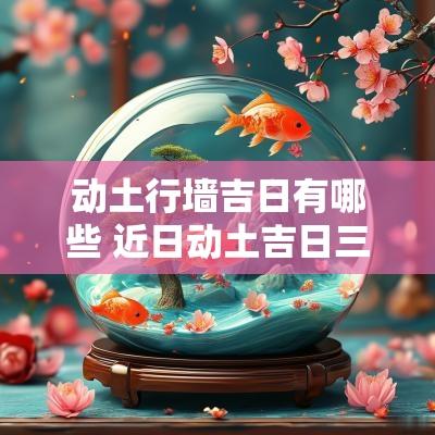 动土行墙吉日有哪些 近日动土吉日三天内