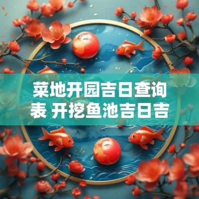 菜地开园吉日查询表 开挖鱼池吉日吉时查询表
