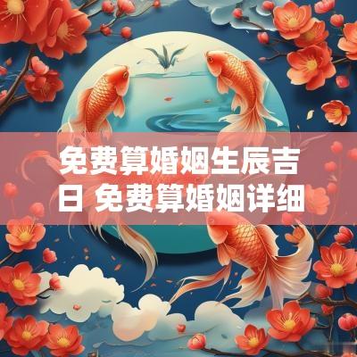 免费算婚姻生辰吉日 免费算婚姻详细精准