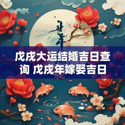 戊戌大运结婚吉日查询 戊戌年嫁娶吉日吉时