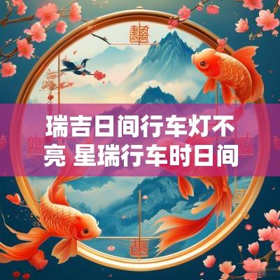 瑞吉日间行车灯不亮 星瑞行车时日间行车灯不亮