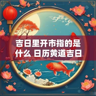 吉日里开市指的是什么 日历黄道吉日中的开市指的是什么