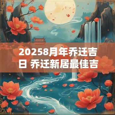 20258月年乔迁吉日 乔迁新居最佳吉日一览表