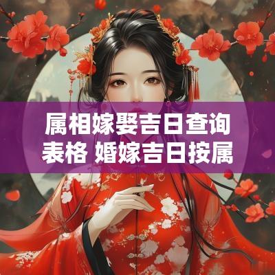 属相嫁娶吉日查询表格 婚嫁吉日按属相怎么查