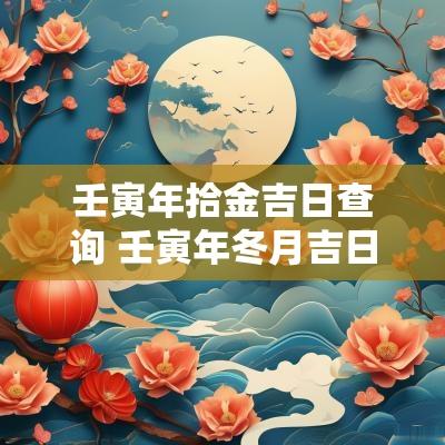 壬寅年拾金吉日查询 壬寅年冬月吉日查询