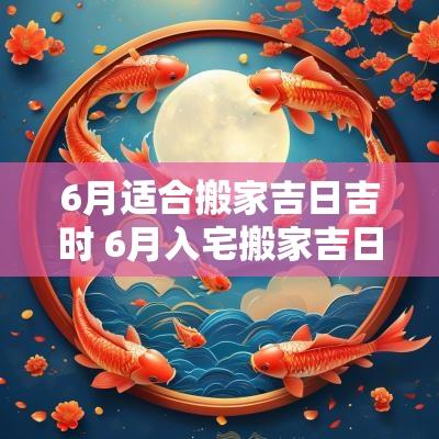 6月适合搬家吉日吉时 6月入宅搬家吉日