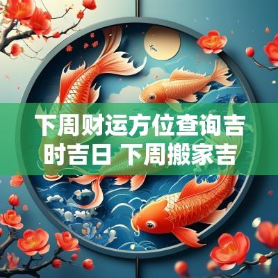 下周财运方位查询吉时吉日 下周搬家吉日吉时查询