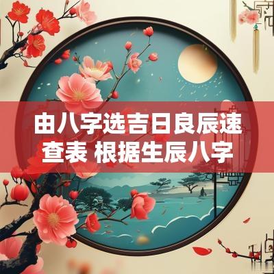 由八字选吉日良辰速查表 根据生辰八字怎么选良辰吉日