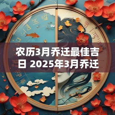 农历3月乔迁最佳吉日 2025年3月乔迁最佳的吉日一览表