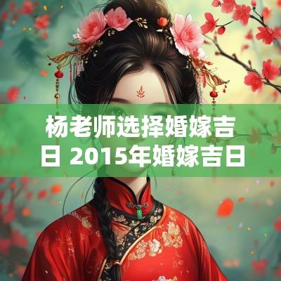 杨老师选择婚嫁吉日 2015年婚嫁吉日